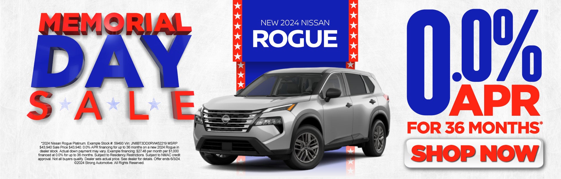 2024 Nissan Rogue 0.0% APR for 36 months