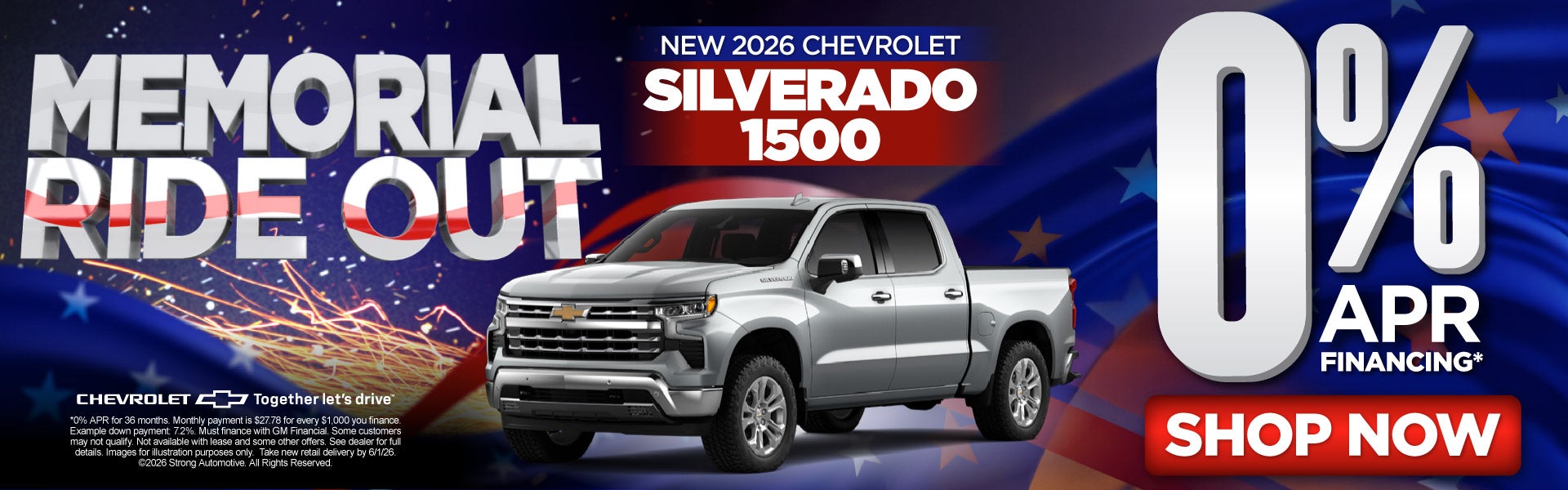 New 2026 Chevrolet Silverado 1500	0% APR Financing*