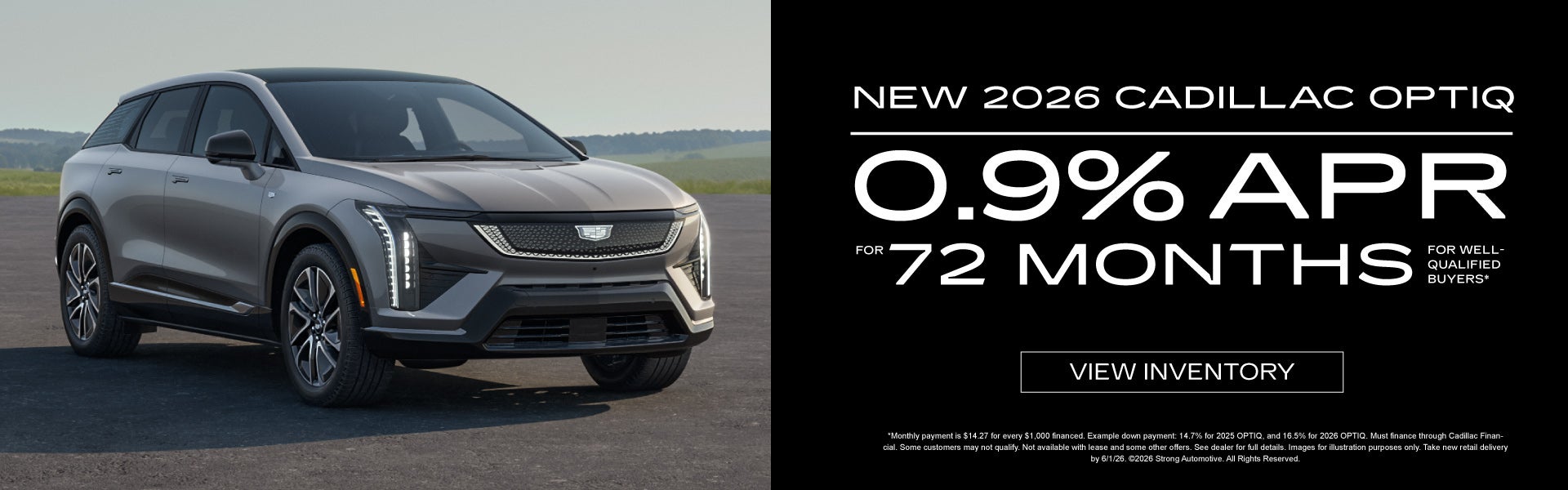 New 2026 Cadillac Optiq 	"0.9% APR* FOR 72 MONTHS For well-q