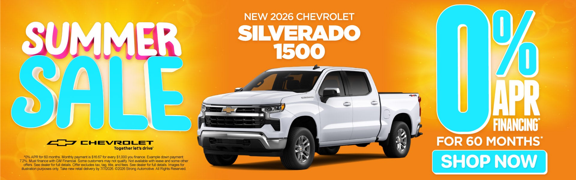 New 2026 Chevrolet Silverado 1500	0% APR Financing for 60 mo