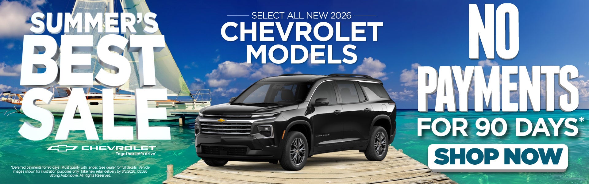 Select All New 2026 Chevrolet Models	No Payments for 90 Days