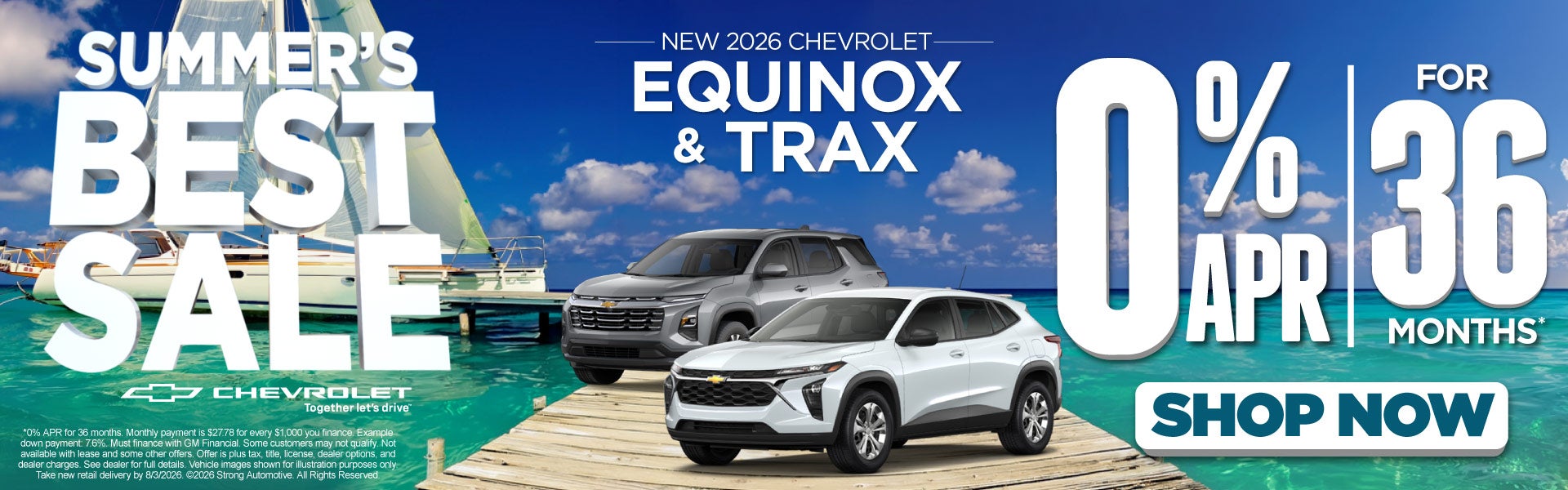 New 2026 Chevrolet Equinox and Trax	0% APR for 36 Months*