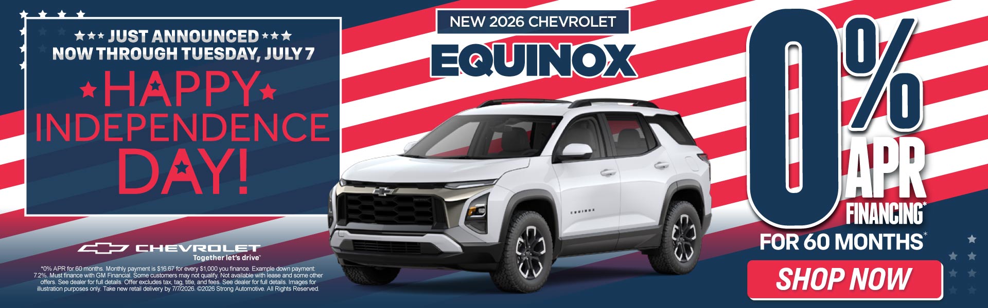 "Just Announced - Now through Tuesday, July 7 New 2026 Chevr