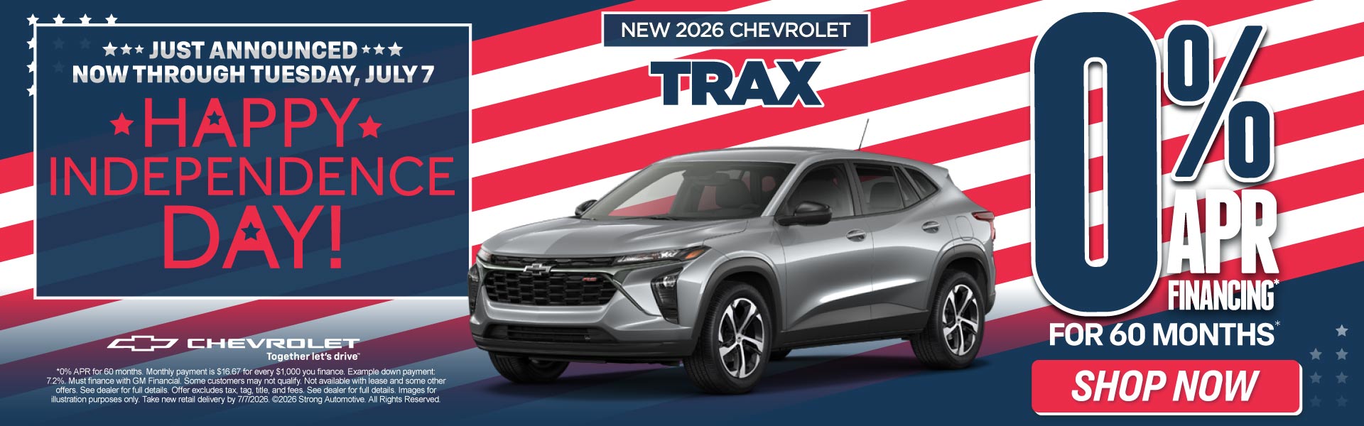 "Just Announced - Now through Tuesday, July 7 New 2026 Chevr