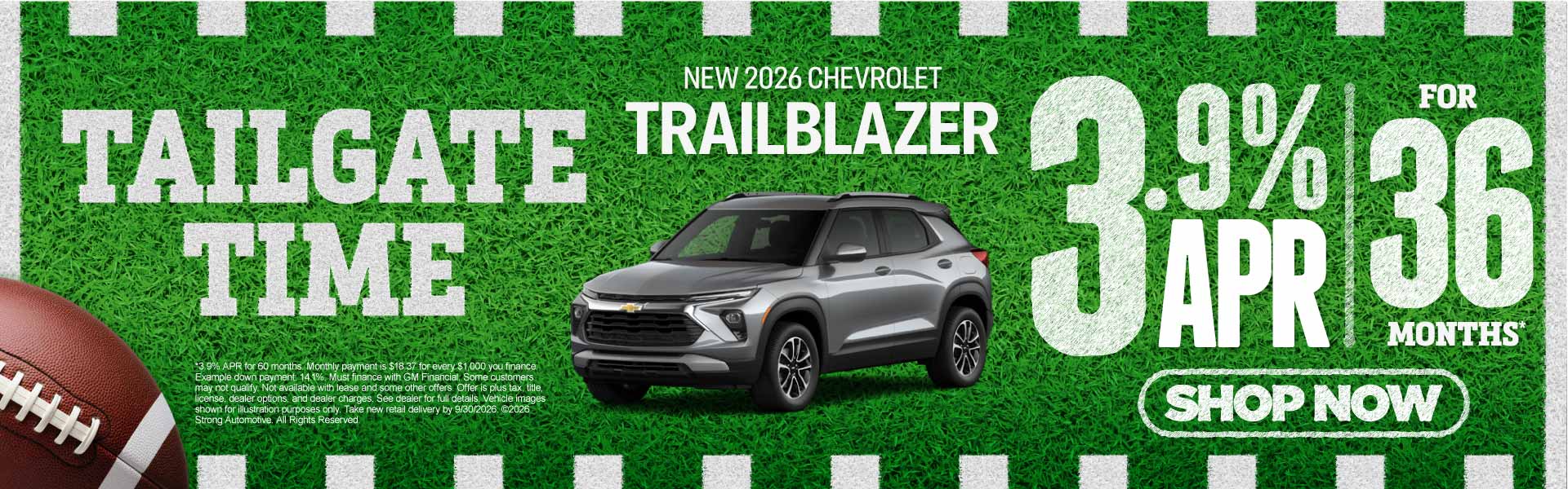 New 2026 Trailblazer	3.9 for 36 Months*