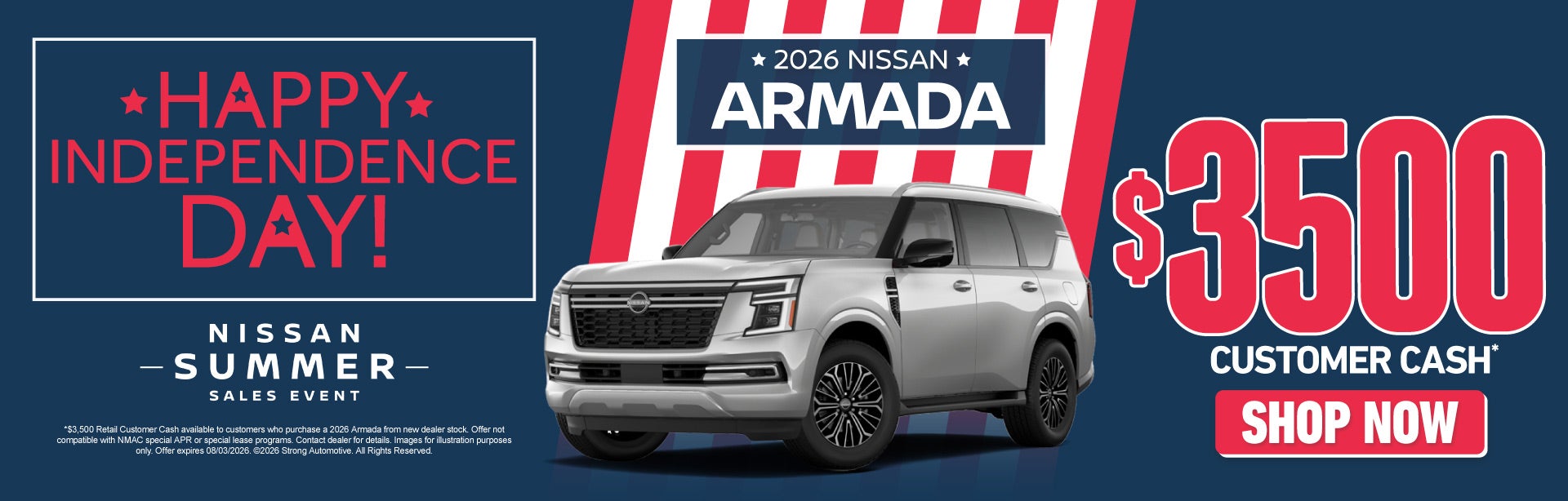 2026 Nissan Armada	$3,500 Customer Cash*