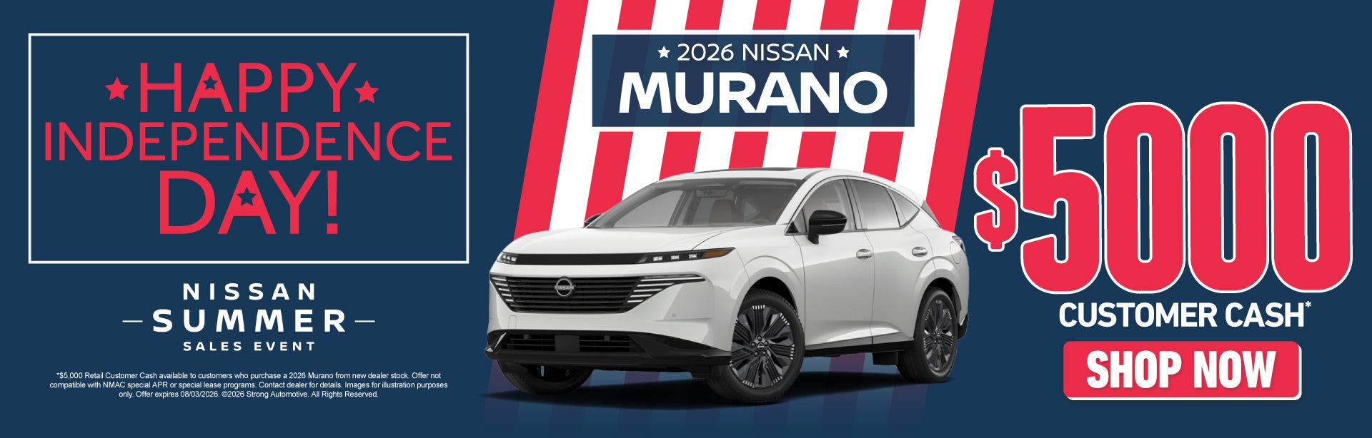 2026 Nissan Murano 	$5,000 Customer Cash*