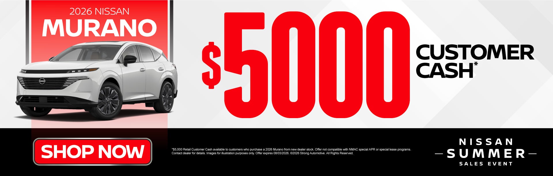 2026 Nissan Murano 	$5,000 Customer Cash*