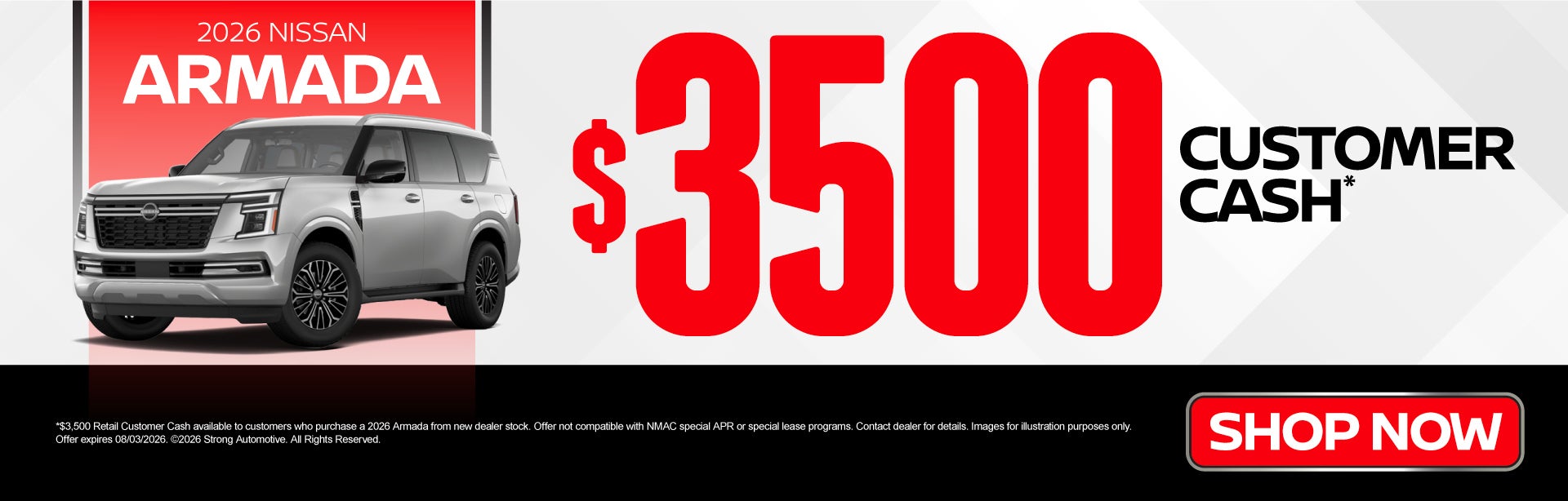 2026 Nissan Armada	$3,500 Customer Cash*