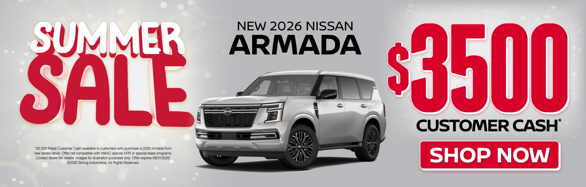 2026 Nissan Armada	$3,500 Customer Cash*