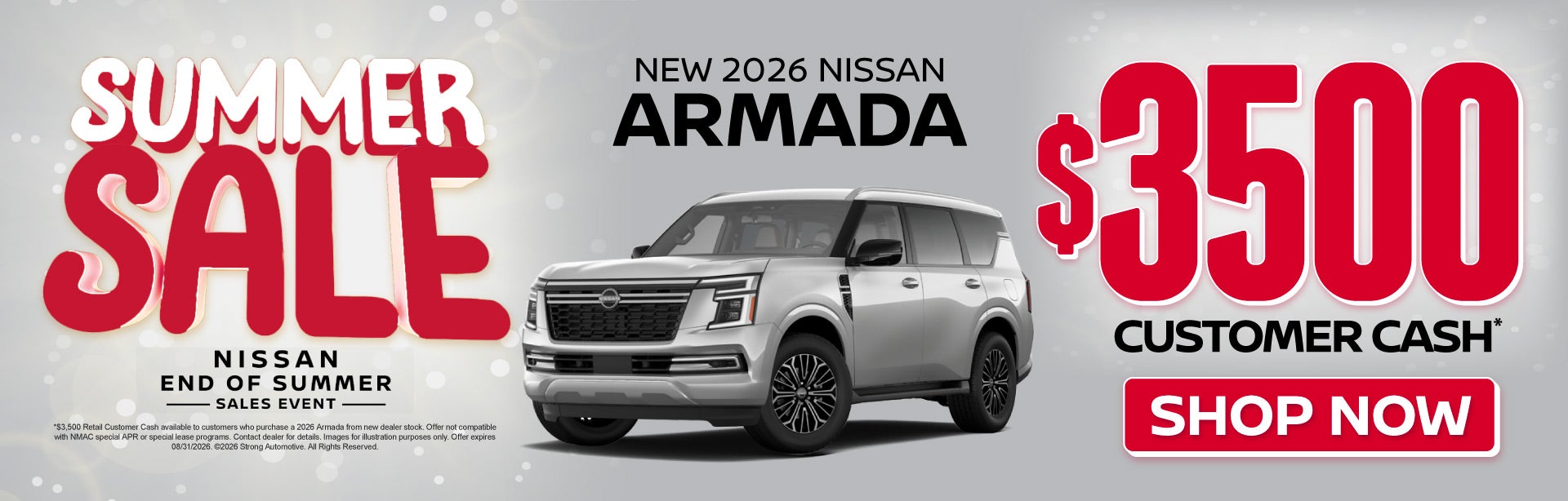 2026 Nissan Armada	$3,500 Customer Cash*